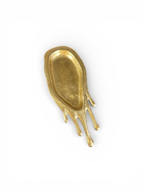 Geltono metalo dekoratyvinis padėklas