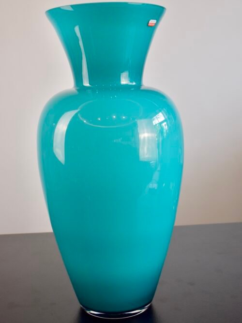Turkio spalvos stiklinė vaza